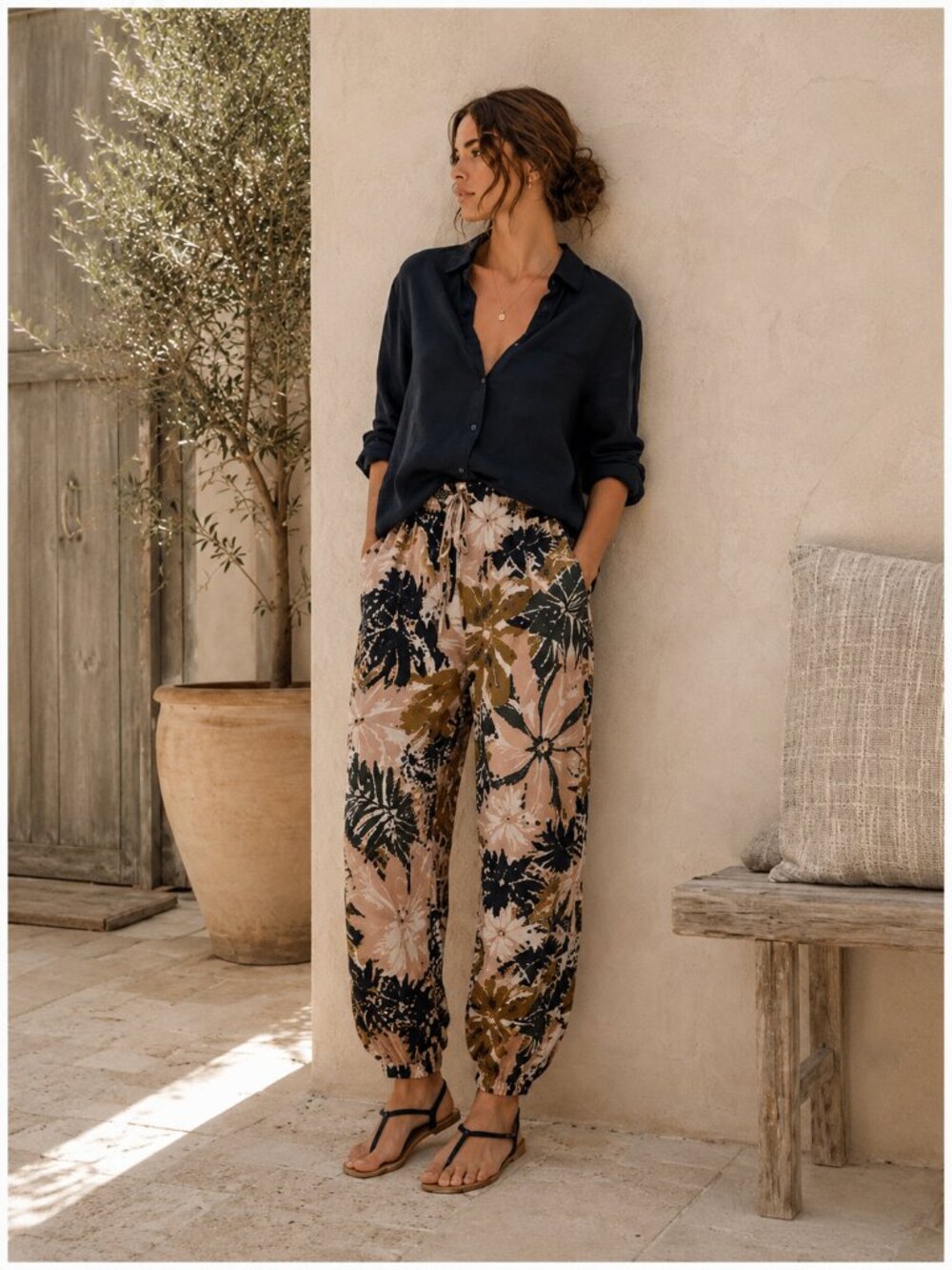 Rag & Bone Victoria 100% Silk Tropical Print Lantern Jogger Pants  2